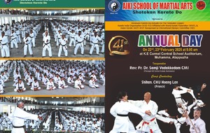 Les 22 et 23 février 2025, Antoine et Eliane  stage de karaté en Inde dans la ville de Kuruppampady dans l'état du Kérala