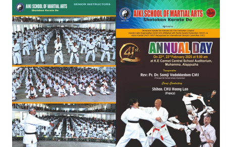 Les 22 et 23 février 2025, Antoine et Eliane  stage de karaté en Inde dans la ville de Kuruppampady dans l'état du Kérala